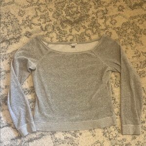 Express Gray Boat Neck Velour Sweatshirt